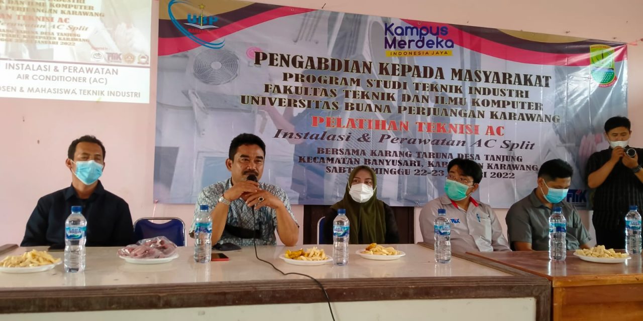 PKM, Prodi Teknik Industri UBP Karawang Berikan Pelatihan Teknisi AC di Desa Tanjung