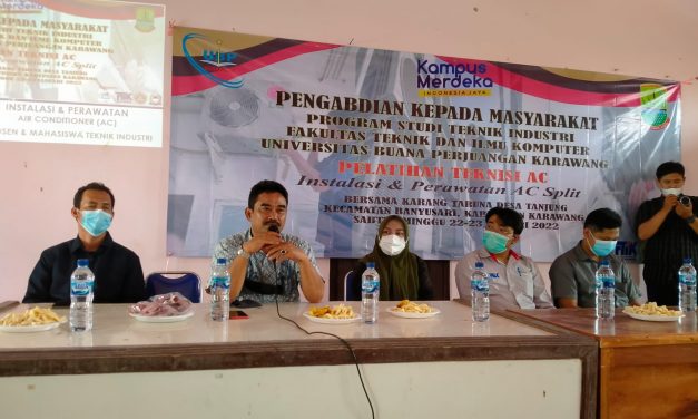 PKM, Prodi Teknik Industri UBP Karawang Berikan Pelatihan Teknisi AC di Desa Tanjung